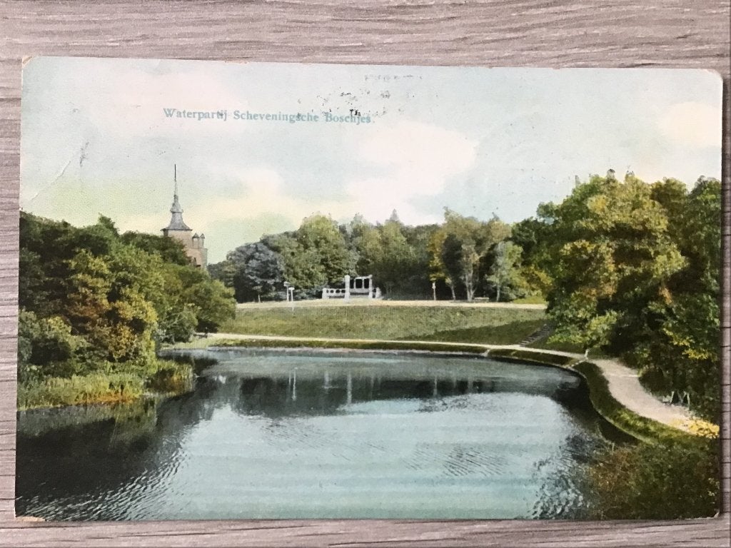 Scheveningen Waterpartij Scheveningse Boschjes 1909, Ophalen of Verzenden, Voor 1920, Gelopen, Zuid-Holland