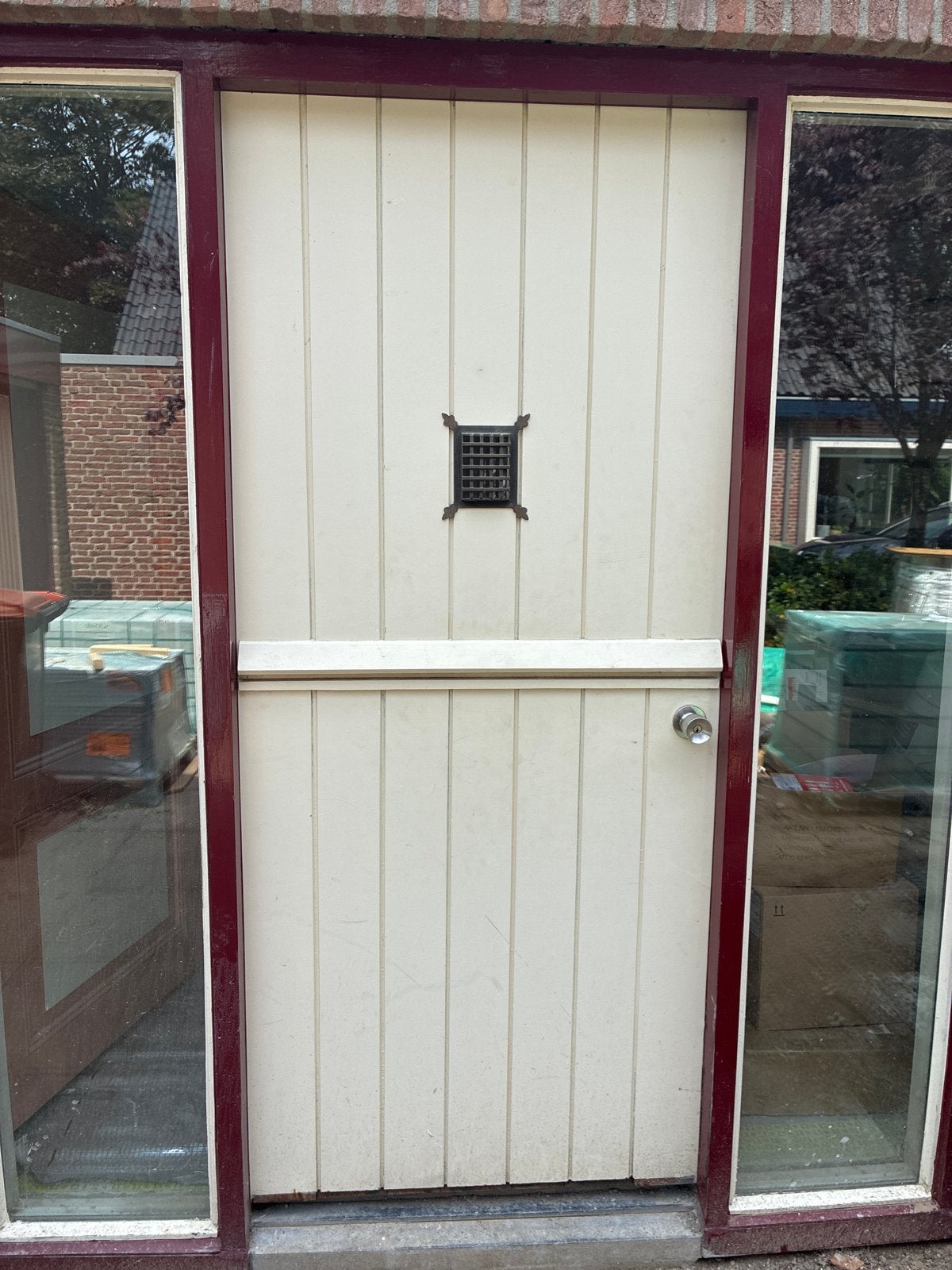 Voordeur met zijlichten, Doe-het-zelf en Verbouw, Gebruikt, 215 cm of meer, Buitendeur, Hout