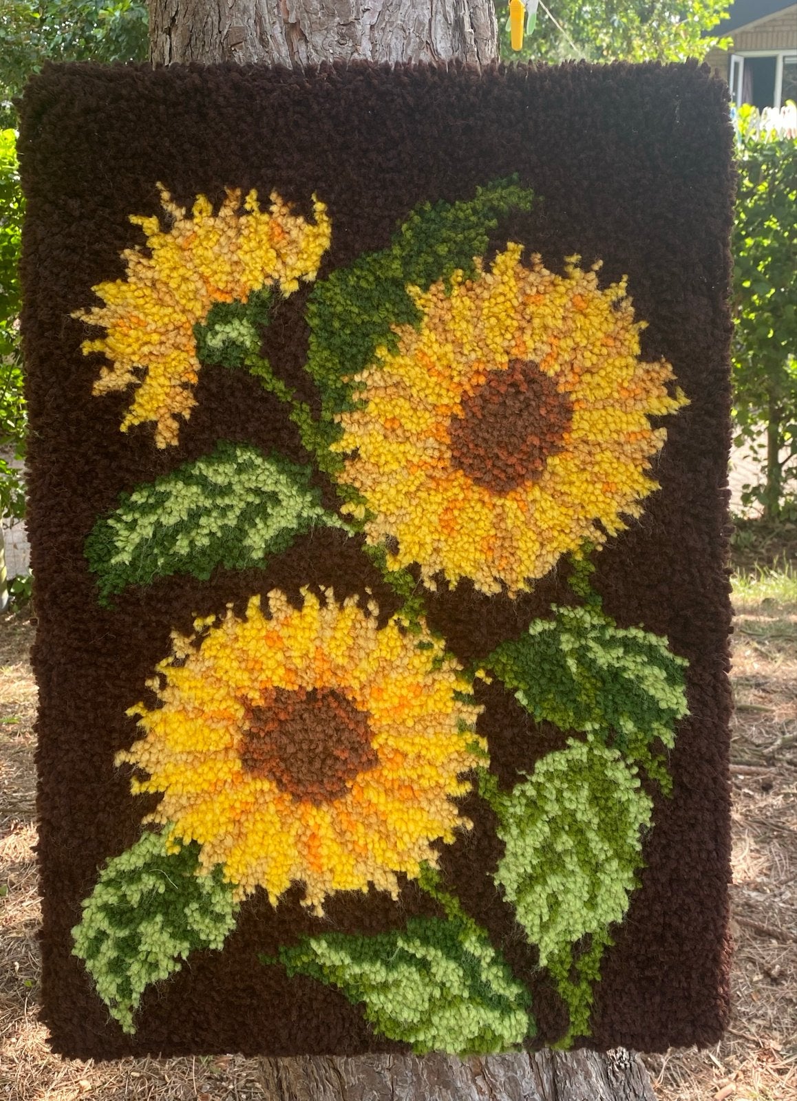 Vintage Smyrna Zonnebloemen Wandkleed - Jaren '60/'70, Ophalen of Verzenden