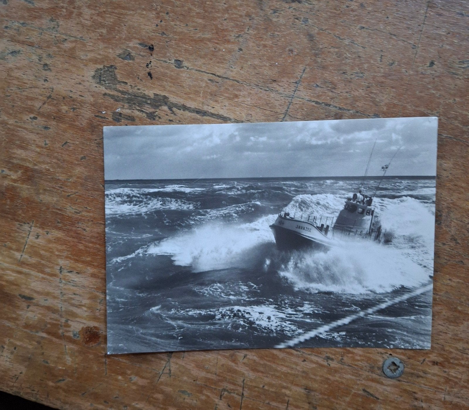 Oude foto Motorreddingboot JAVAZEE Station Breskens, Ophalen of Verzenden, 1940 tot 1960, Gelopen, Zeeland