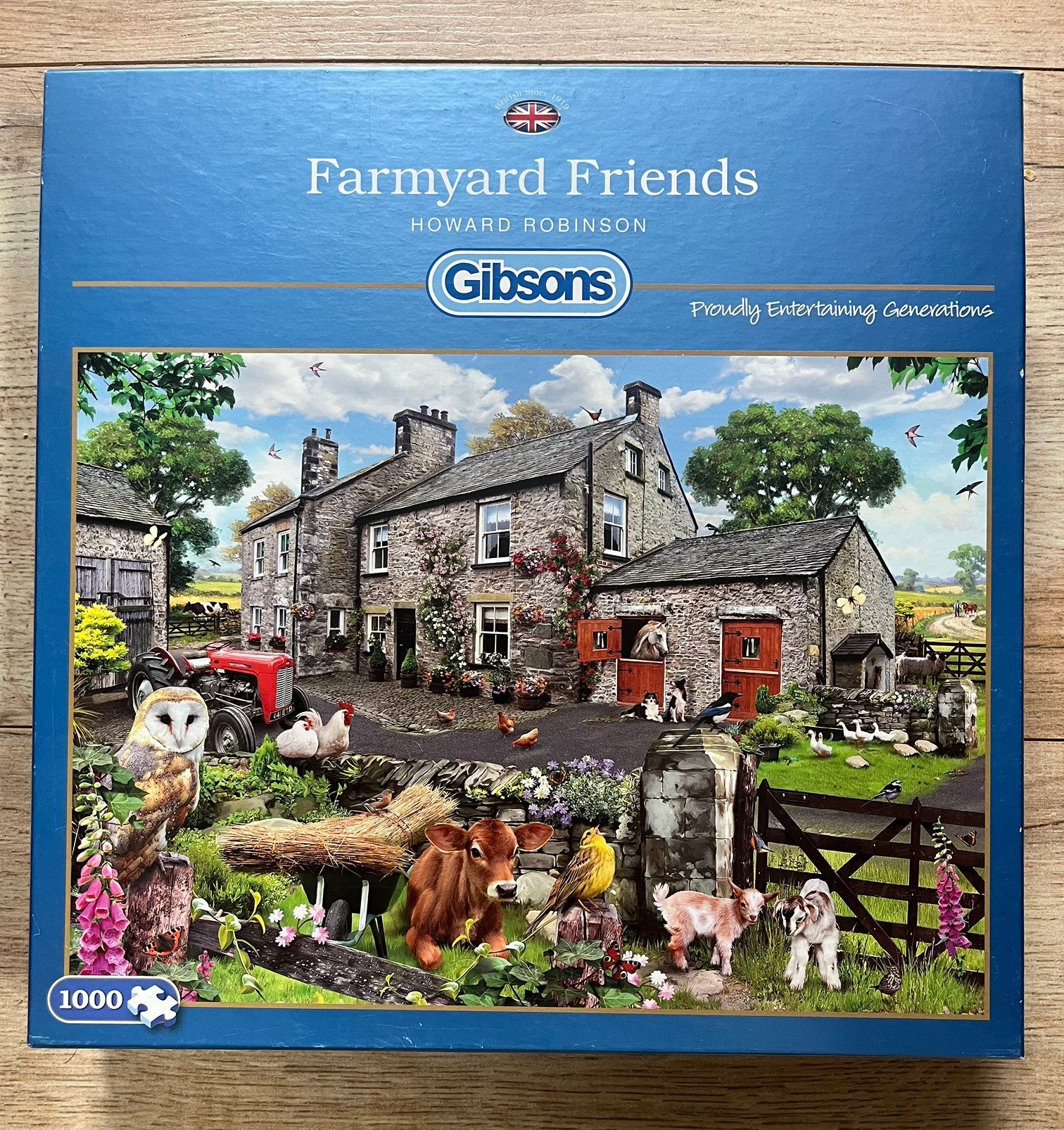 Gibsons puzzel 1000 stukjes Farmyard Friends, Ophalen of Verzenden, 500 t/m 1500 stukjes, Zo goed als nieuw
