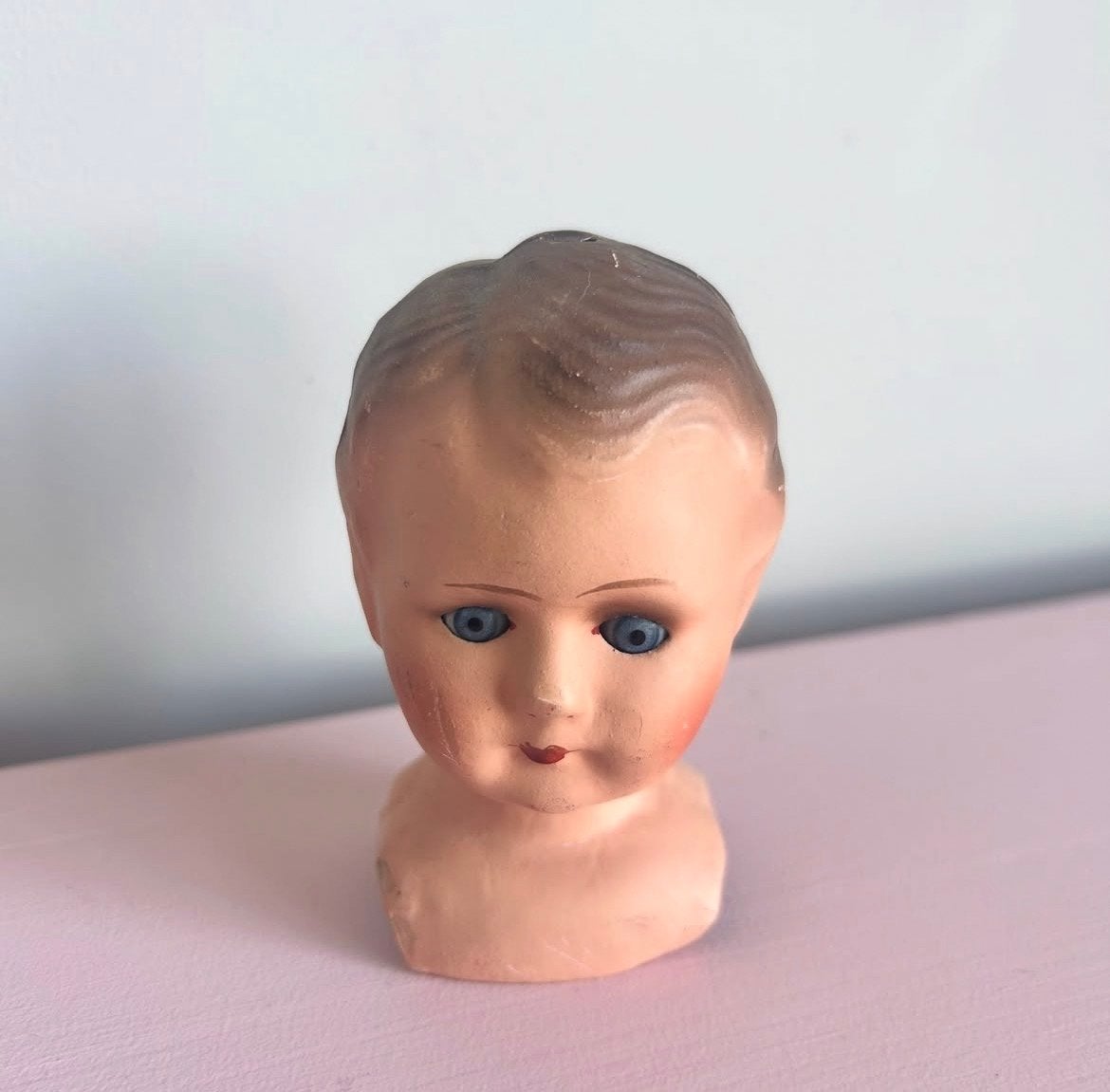 Vintage Babypop Hoofd - Antiek Speelgoed, Verzamelen, Poppen, Ophalen of Verzenden, Gebruikt, Babypop