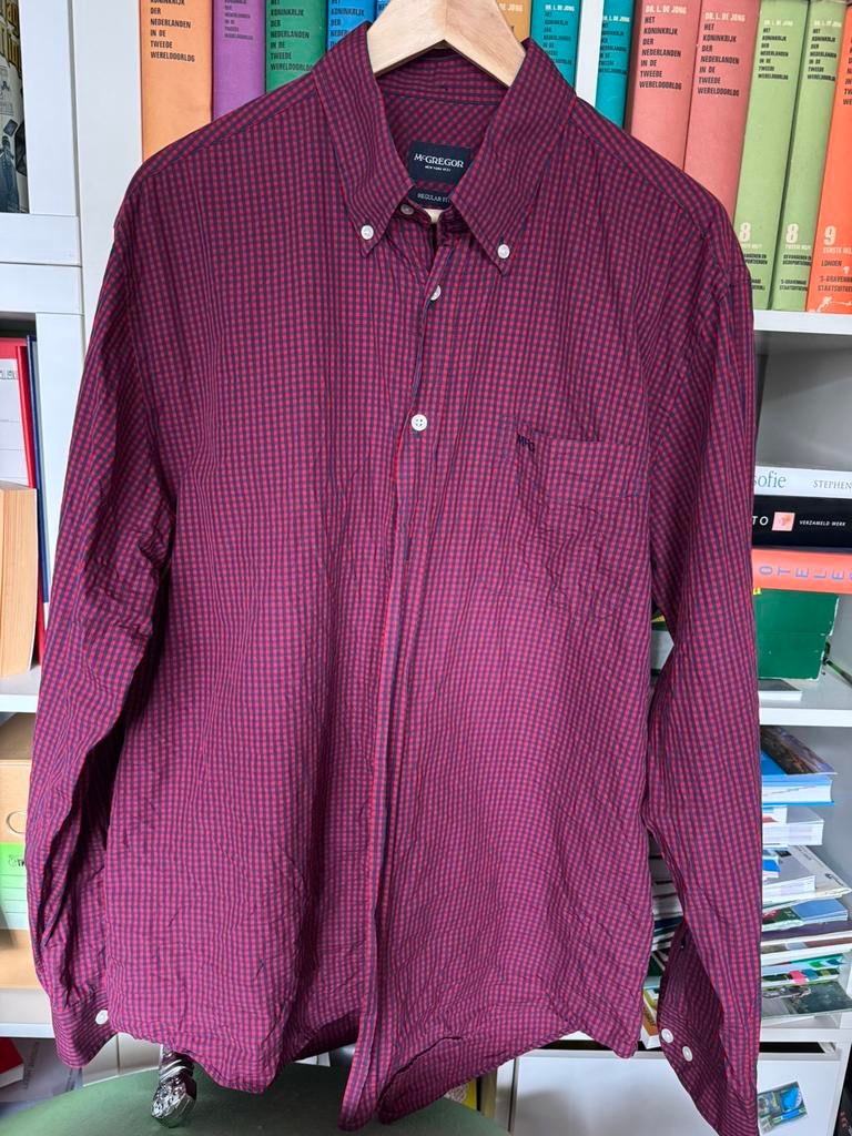 McGregor overhemd mt XL, rood-blauw geruit, Ophalen of Verzenden, Gedragen, Halswijdte 43/44 (XL), McGregor