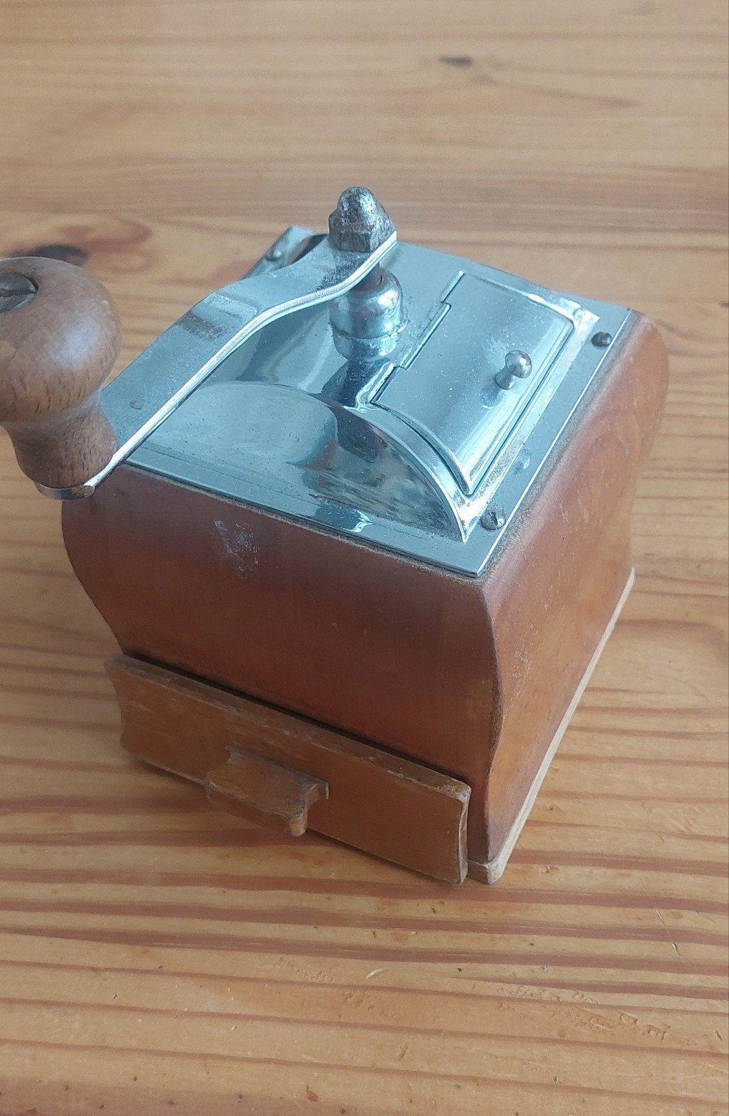 Vintage houten koffiemolen met lade, Ophalen of Verzenden