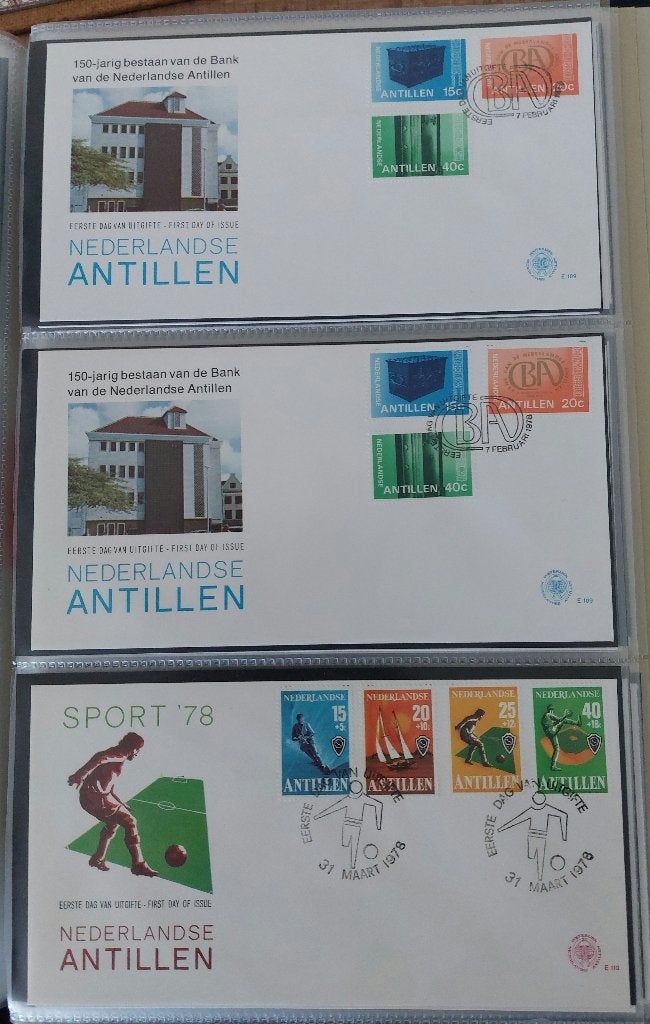 Nederlandse Antillen 1e dag envelop E109 t/m E117, uit 1978., Postzegels en Munten, Postzegels | Eerstedagenveloppen, Onbeschreven