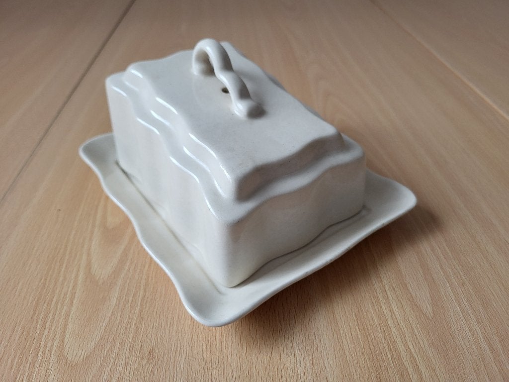 Vintage botervloot, crèmekleurig, Verzenden