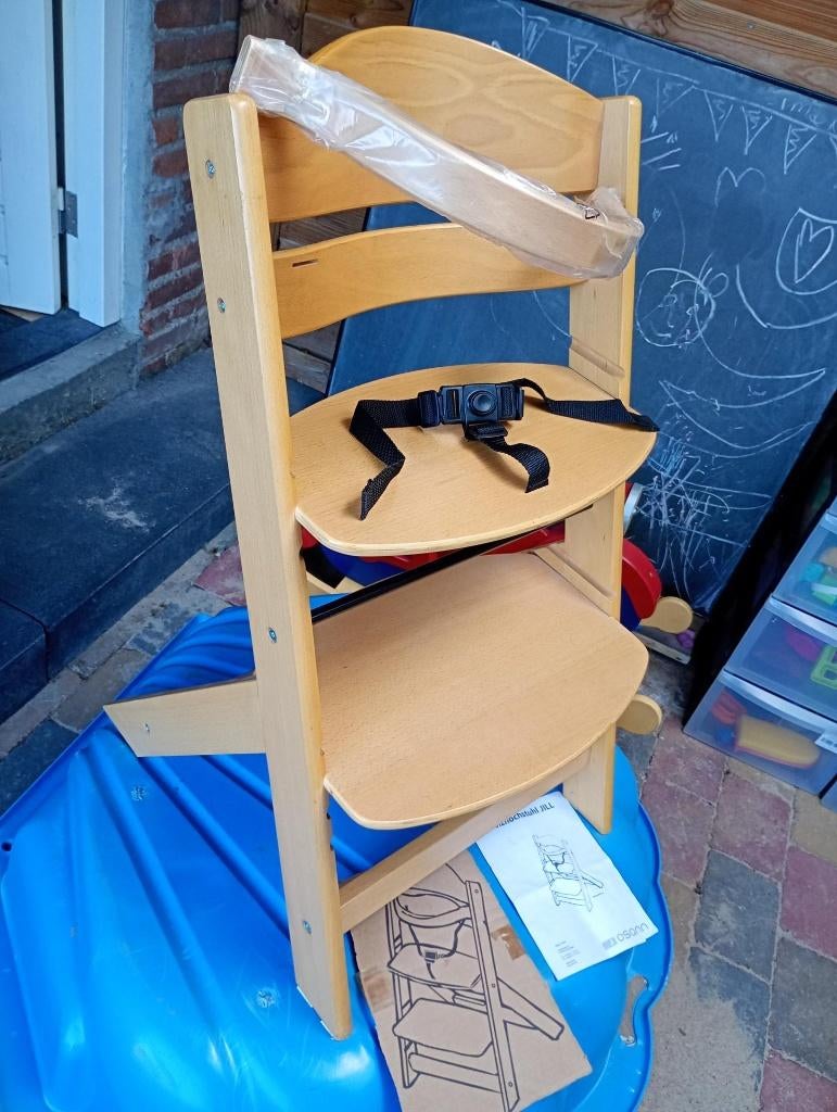 Nieuwe meegroei Kinderstoel a la Tripp Trapp hout met gordel, Ophalen, Nieuw, Meegroeistoel, Gordel(s)