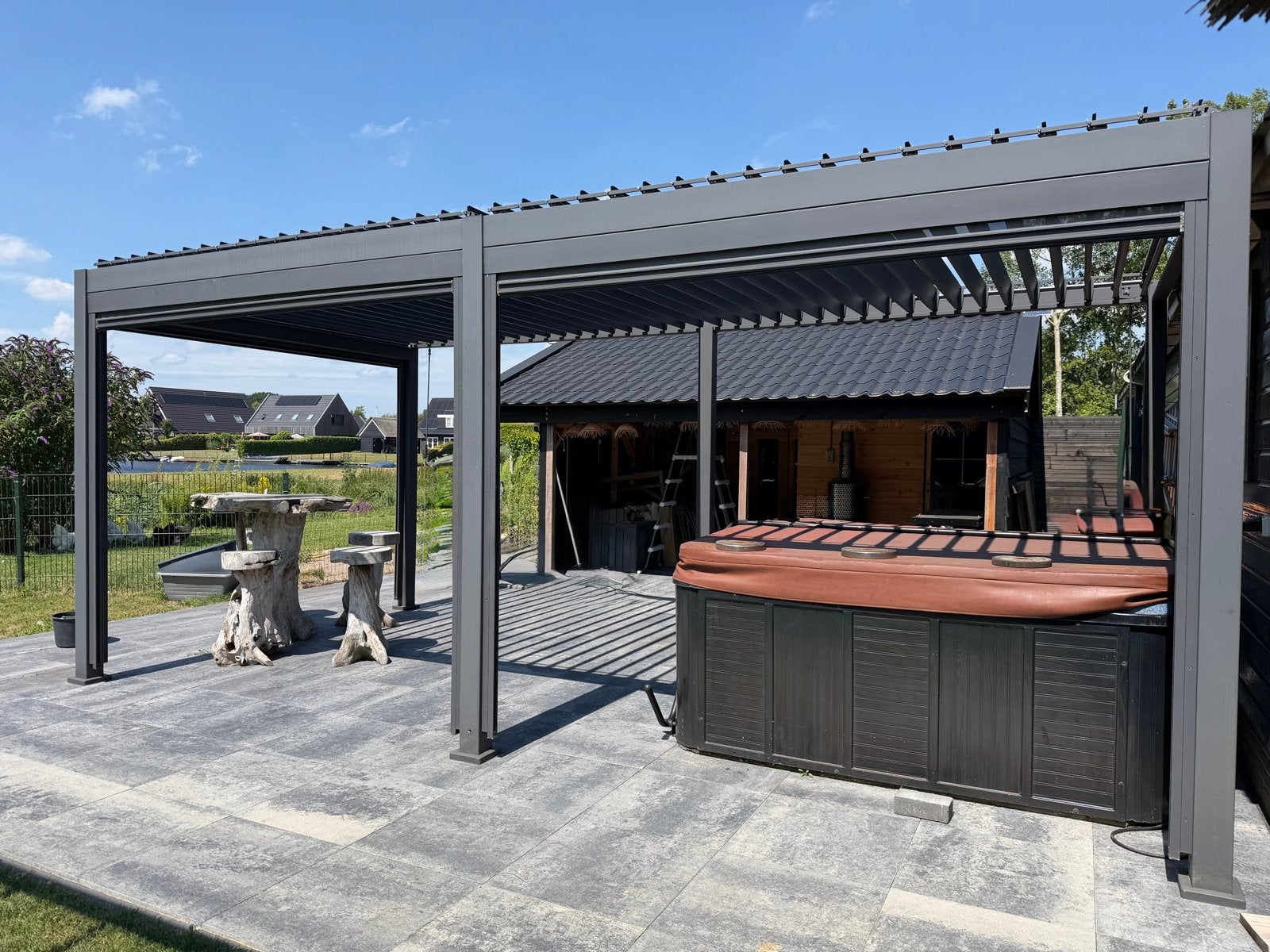 Terrasoverkapping 6x3m met 4 screens, Tuin en Terras, Overkappingen, Ophalen, Gebruikt, Veranda