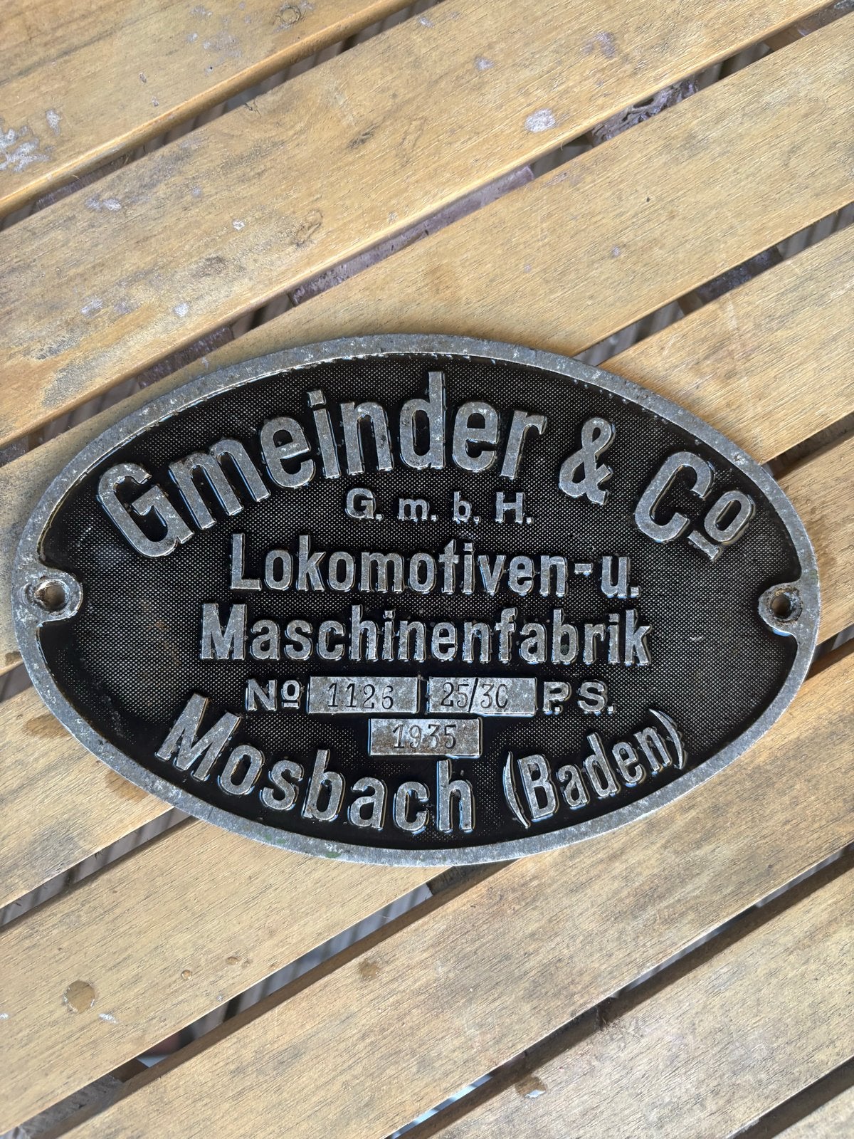 Vintage Gmeinder & Co Lokomotivenfabriek Plaat 1935, Ophalen of Verzenden
