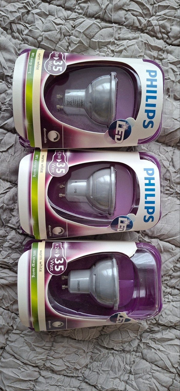 3x Philips LED GU10 Dimbare Warm Witte Spots (Nieuw), Ophalen, Wit, Nieuw, Dimbaar
