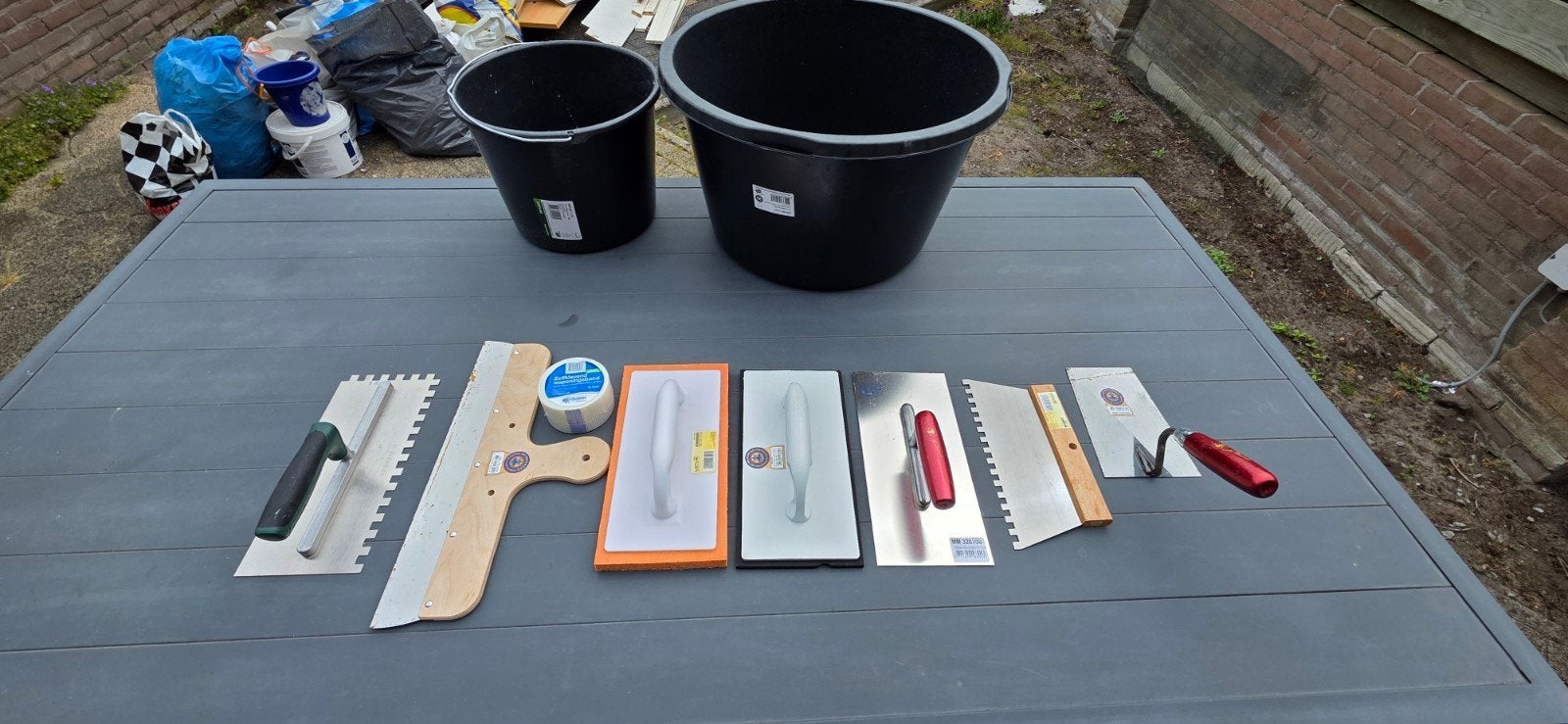 Stukadoorsgereedschap en emmers - Complete set, Ophalen, Gebruikt