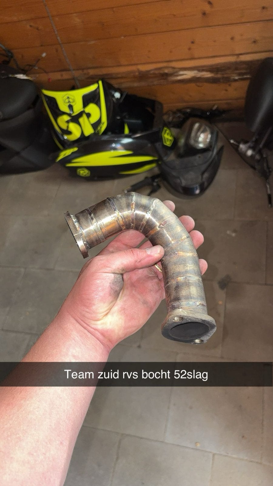 Team Zuid RVS bocht 52 slag uitlaat 172cc zip runner, Ophalen, Zo goed als nieuw, Uitlaat