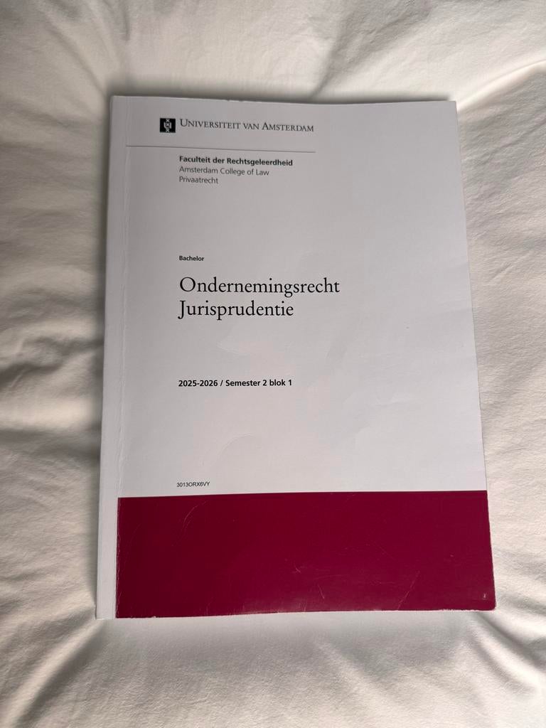 UvA Ondernemingsrecht Jurisprudentie 2025/2026, Ophalen of Verzenden, Gamma, Gelezen, WO
