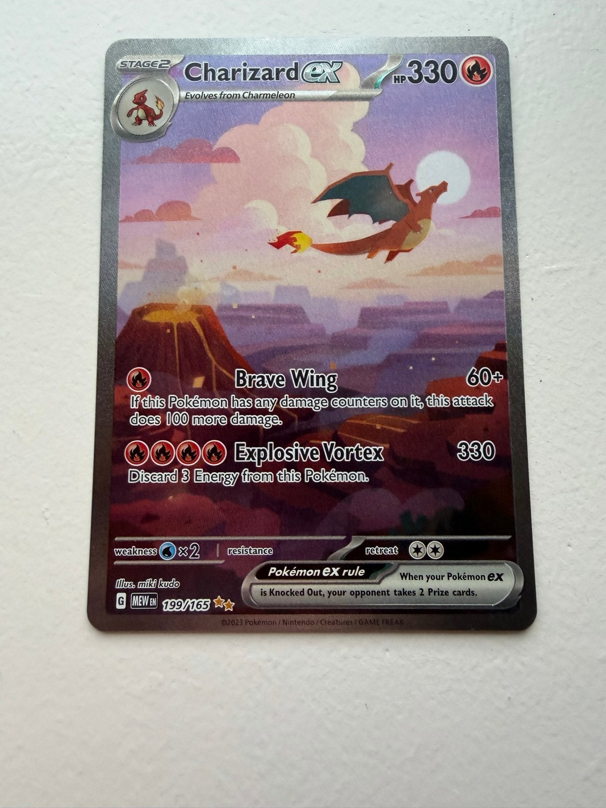 Charizard ex 151 199/165 Pokémon kaart, Ophalen of Verzenden, Zo goed als nieuw, Losse kaart