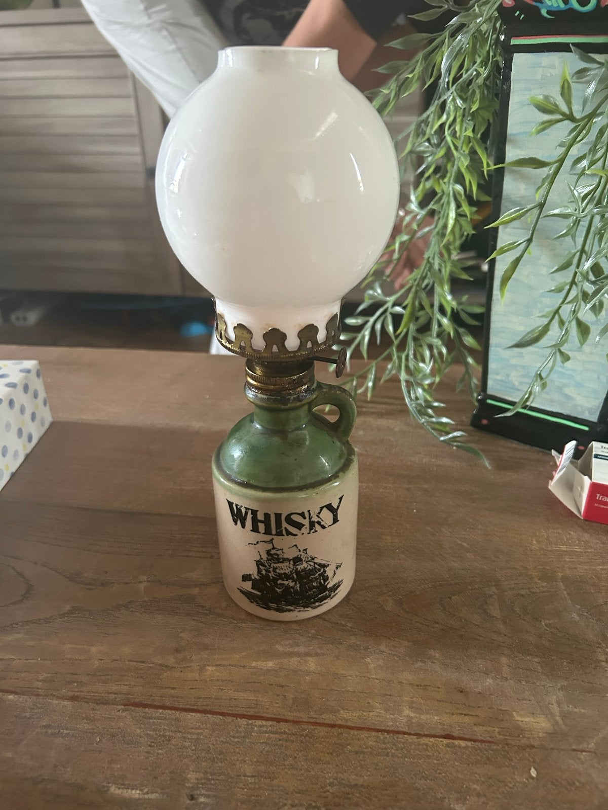 Vintage Whisky Kruik Olielamp - Uniek Decoratiestuk, Ophalen of Verzenden