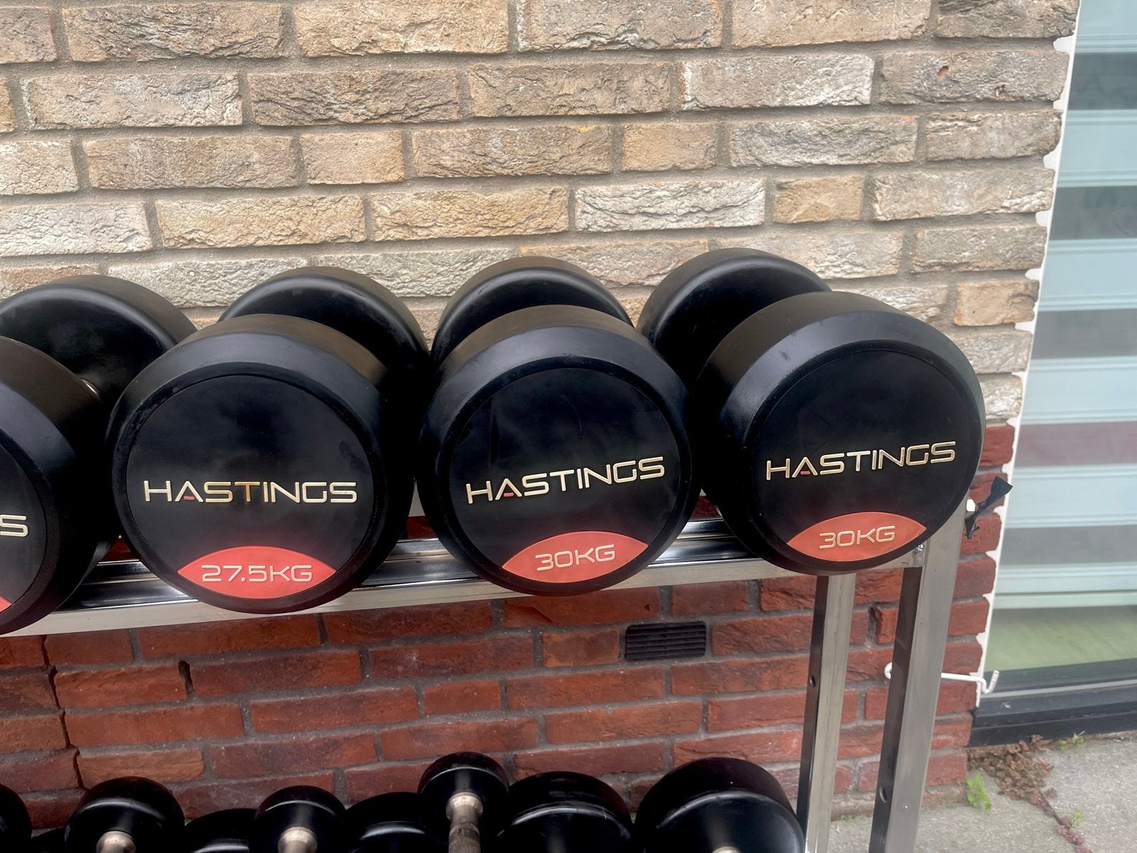 Complete Hastings Dumbbellset 2,5 kg t/m 30 kg met rek, Ophalen, Zo goed als nieuw, Armen, Dumbbell