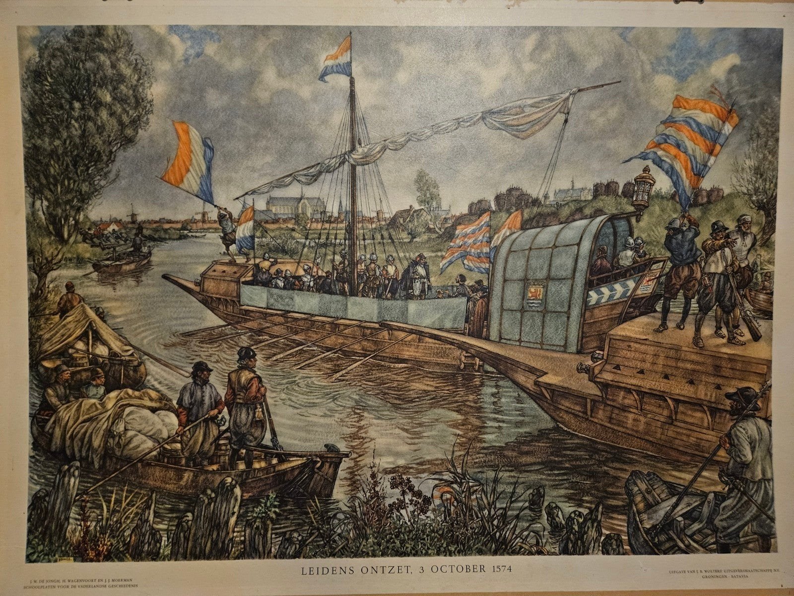 Vintage Schoolplaat Leids Ontzet 3 Oktober 1574, Ophalen