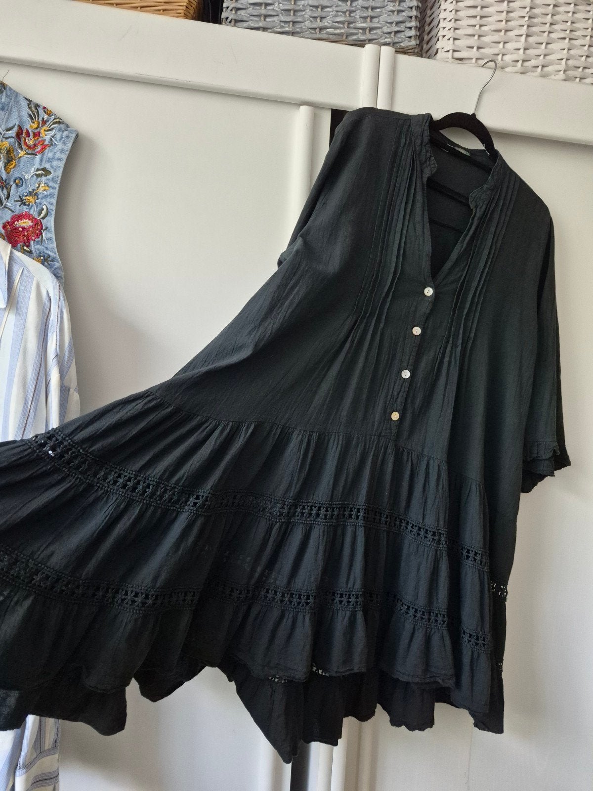 zwarte cocktail jurk xl prachtige katoenen dress ibiza fun, Zwart, Maat 46/48 (XL) of groter, Ophalen of Verzenden, Zo goed als nieuw