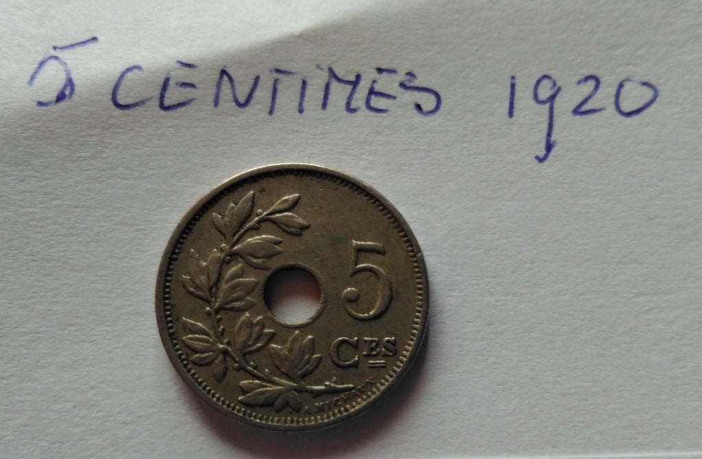 5 Centimes 1920 België, Postzegels en Munten, Ophalen of Verzenden, Overig, Losse munt