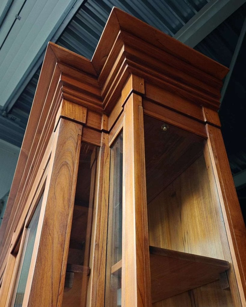 Chique teak Vitrinekast | Servieskast Art deco | #8383, Met deur(en), -, 200 cm of meer, -