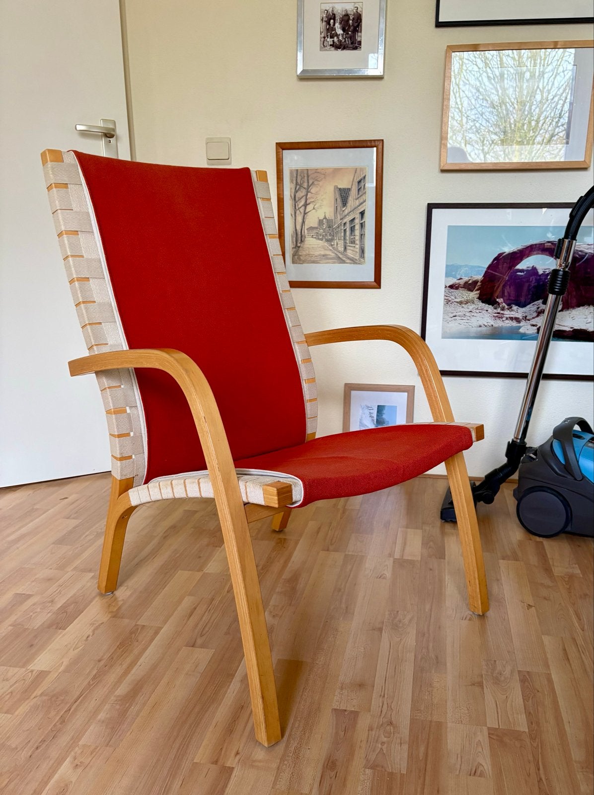 Originele Vintage Swedese “ Swing” fauteuil. Topstaat !, Ophalen, Gebruikt, Eén, Rood