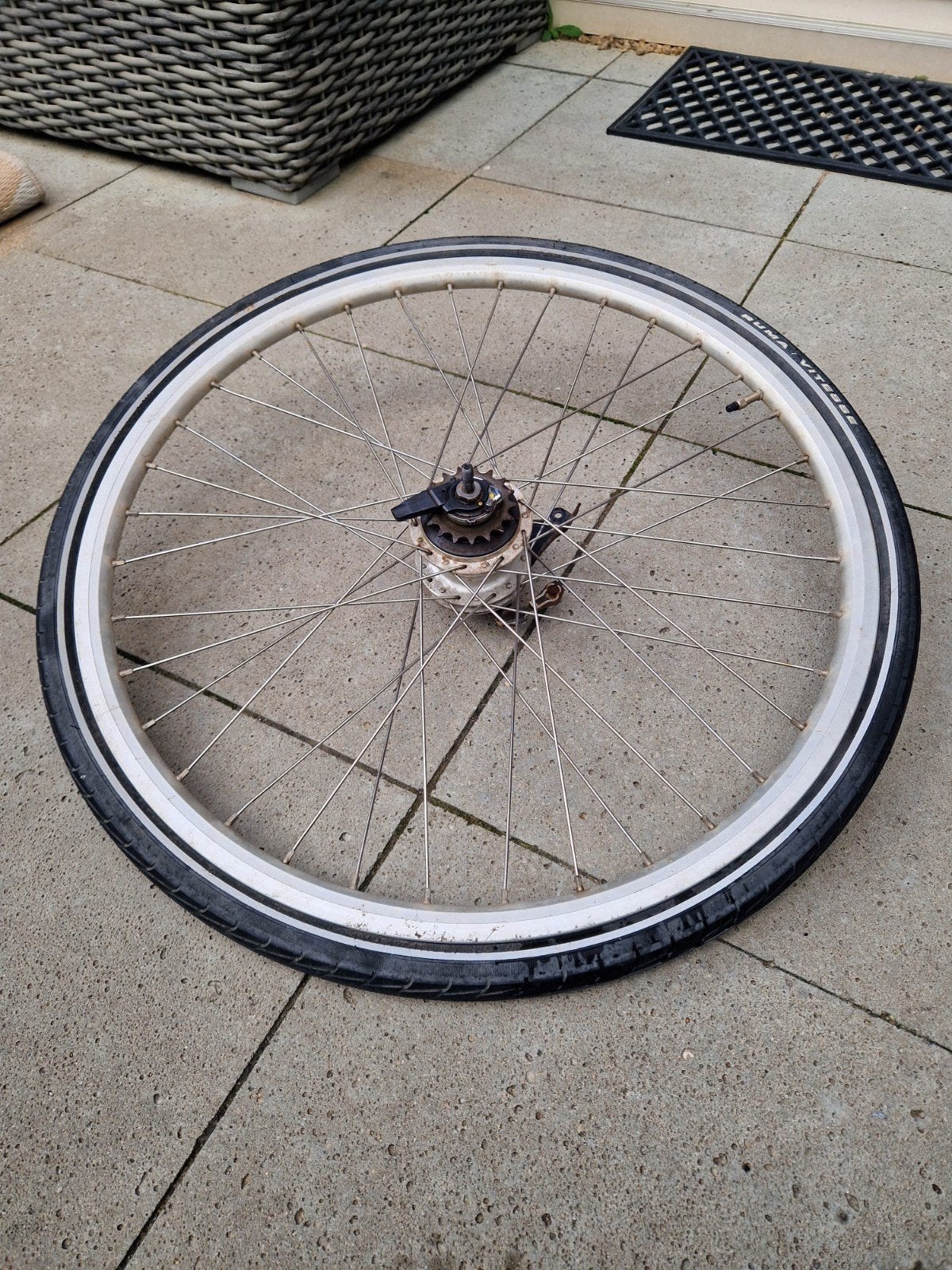 Gebruikt fietswiel met Shimano naafversnelling, Gebruikt, Stadsfiets, Aluminium, Shimano