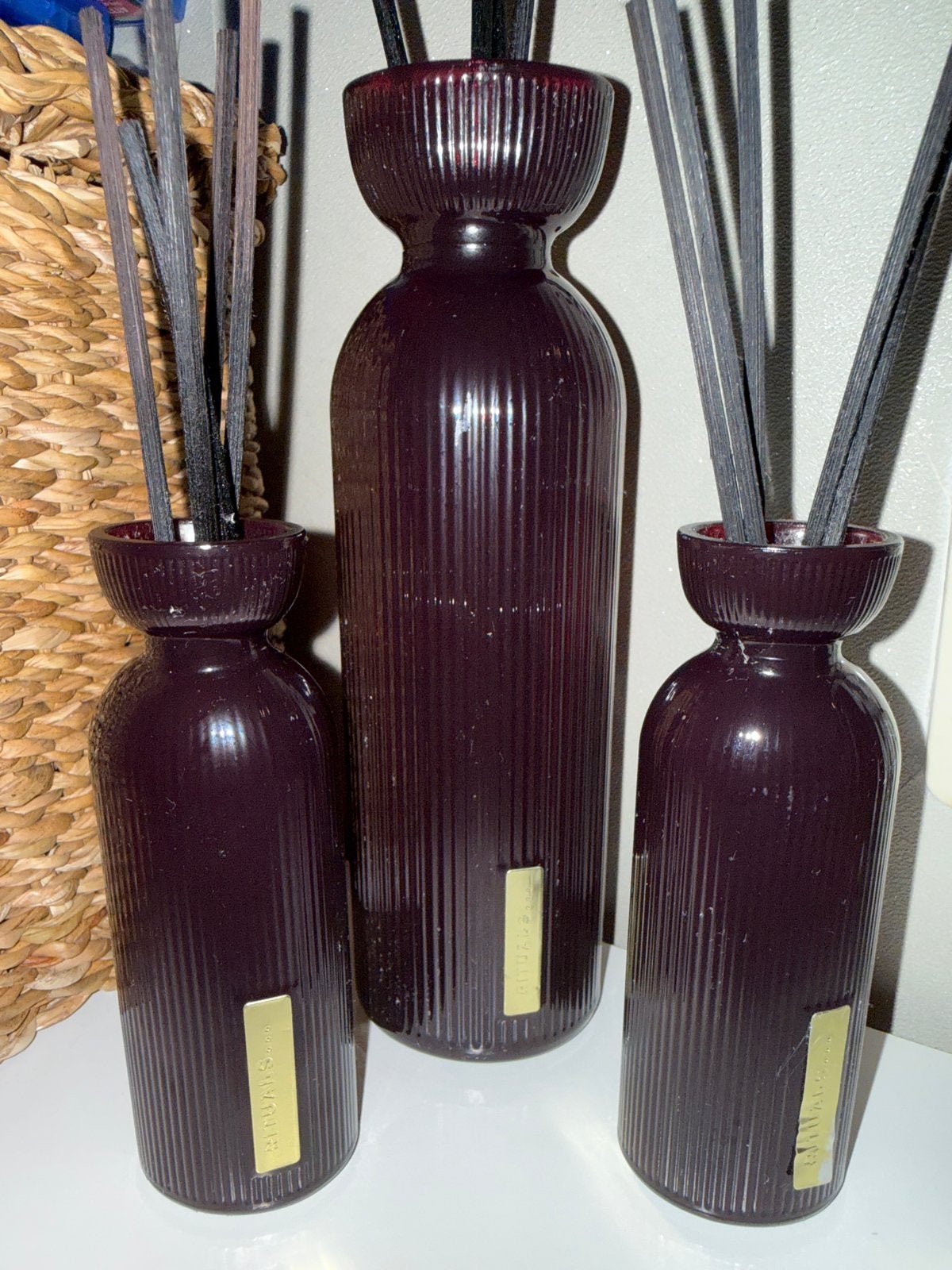 Rituals geurstokjes lege flessen (3 stuks), Gebruikt, Ophalen of Verzenden, Modern, Glas