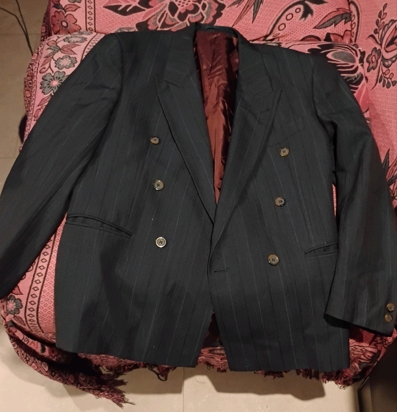 Vintage Appunto Double-Breasted Colbert - Maat L, Maat 52/54 (L), Appunto, Blauw, Ophalen of Verzenden