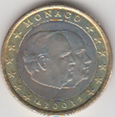 Monaco 1 euro Rainier III 2001 UNC in munthouder, Ophalen of Verzenden, Monaco, 1 euro, Losse munt