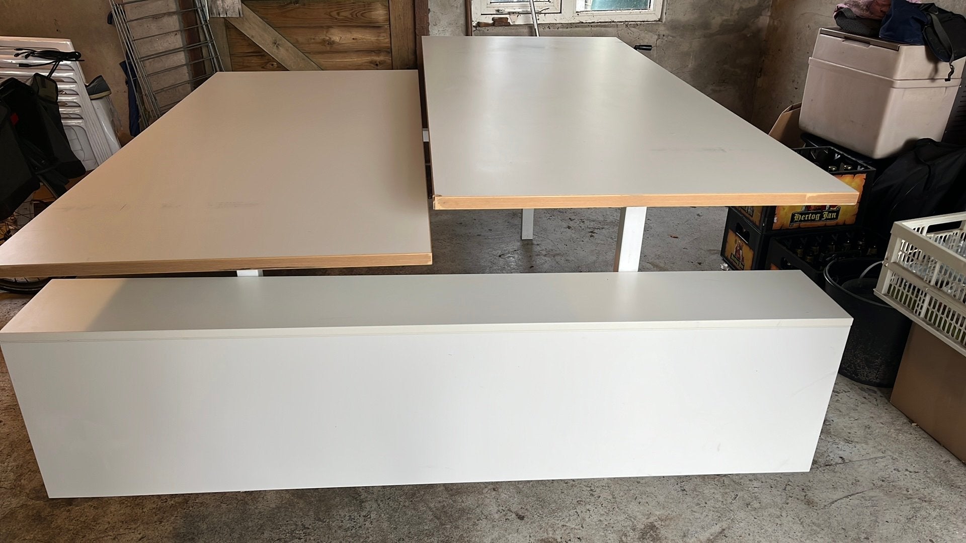 Dubbel bureau, in hoogte verstelbaar 180x160, Ophalen, Gebruikt, 180 cm, Duo-bureau