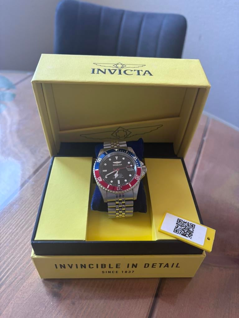 Invicta Pro Diver 29176 pepsi wijzerplaat horloge auto, Ophalen, Zo goed als nieuw, Staal, Overige merken