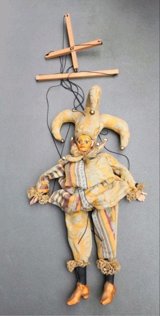 Vintage Houten Handpop Harlequin Pop, Ophalen of Verzenden
