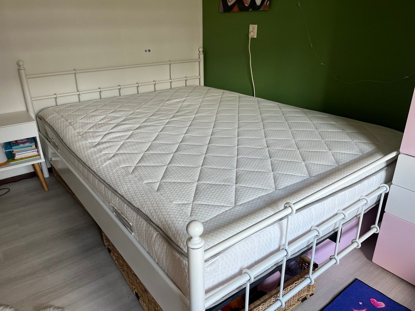 Tweepersoonsbed 1.60x2.10, Huis en Inrichting, Slaapkamer | Bedden, Ophalen, Gebruikt, Tweepersoons, Metaal