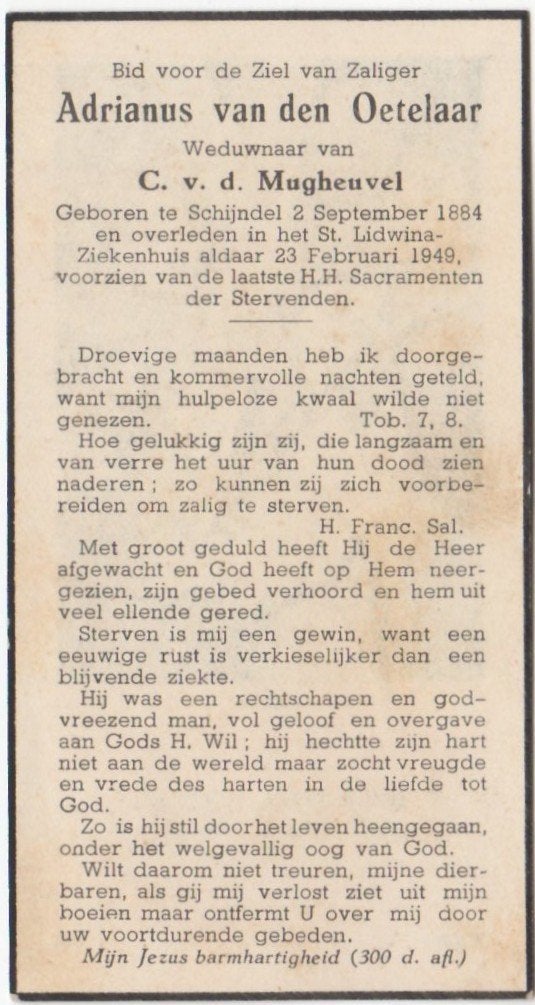 Adrianus van den Oetelaar 1884 Schijndel + 1949 Schijndel, Ophalen of Verzenden