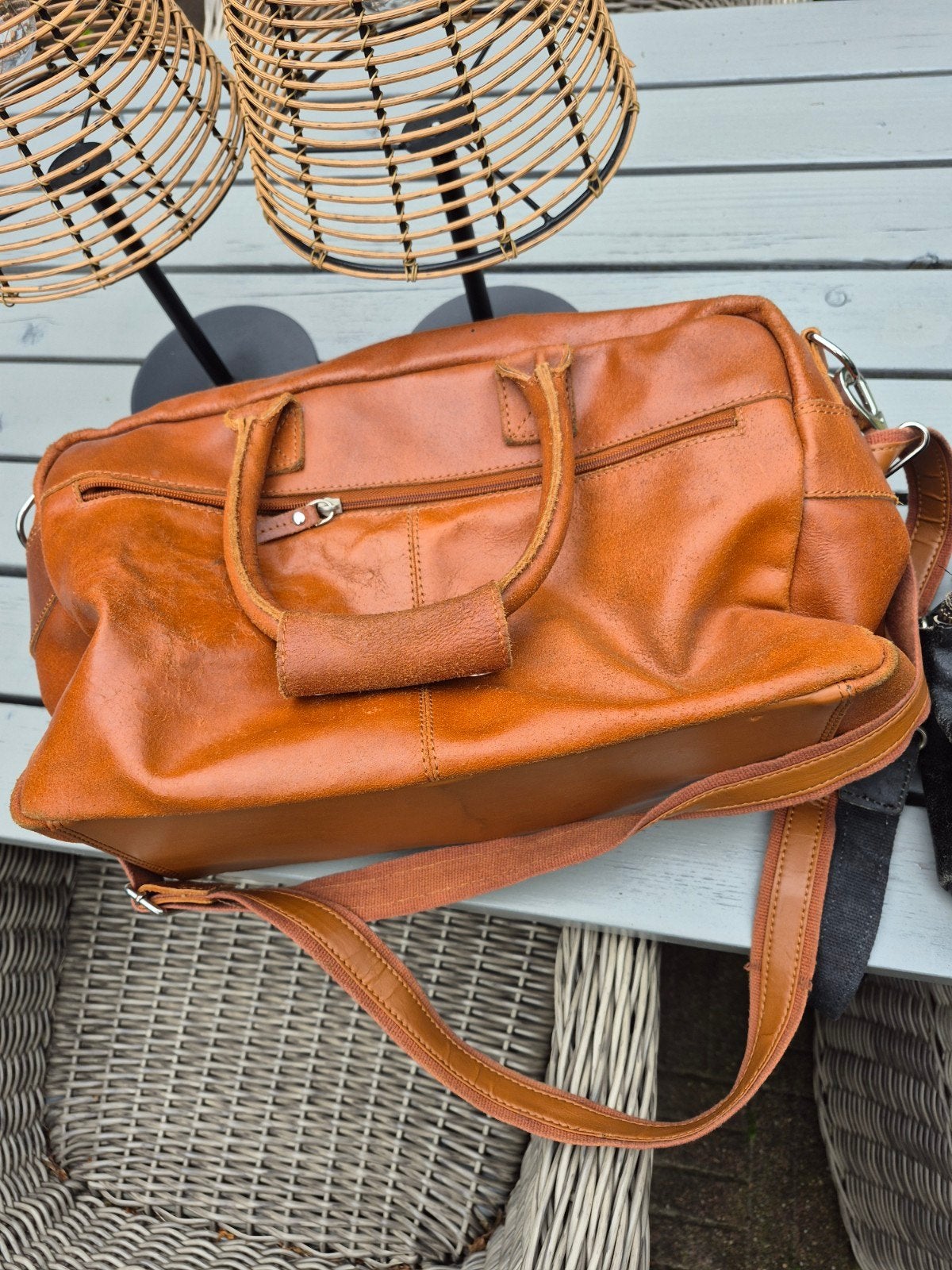 Leren Cowboybag wegens overcompleet., 40 tot 60 cm, 30 cm of meer, Gebruikt, Bruin