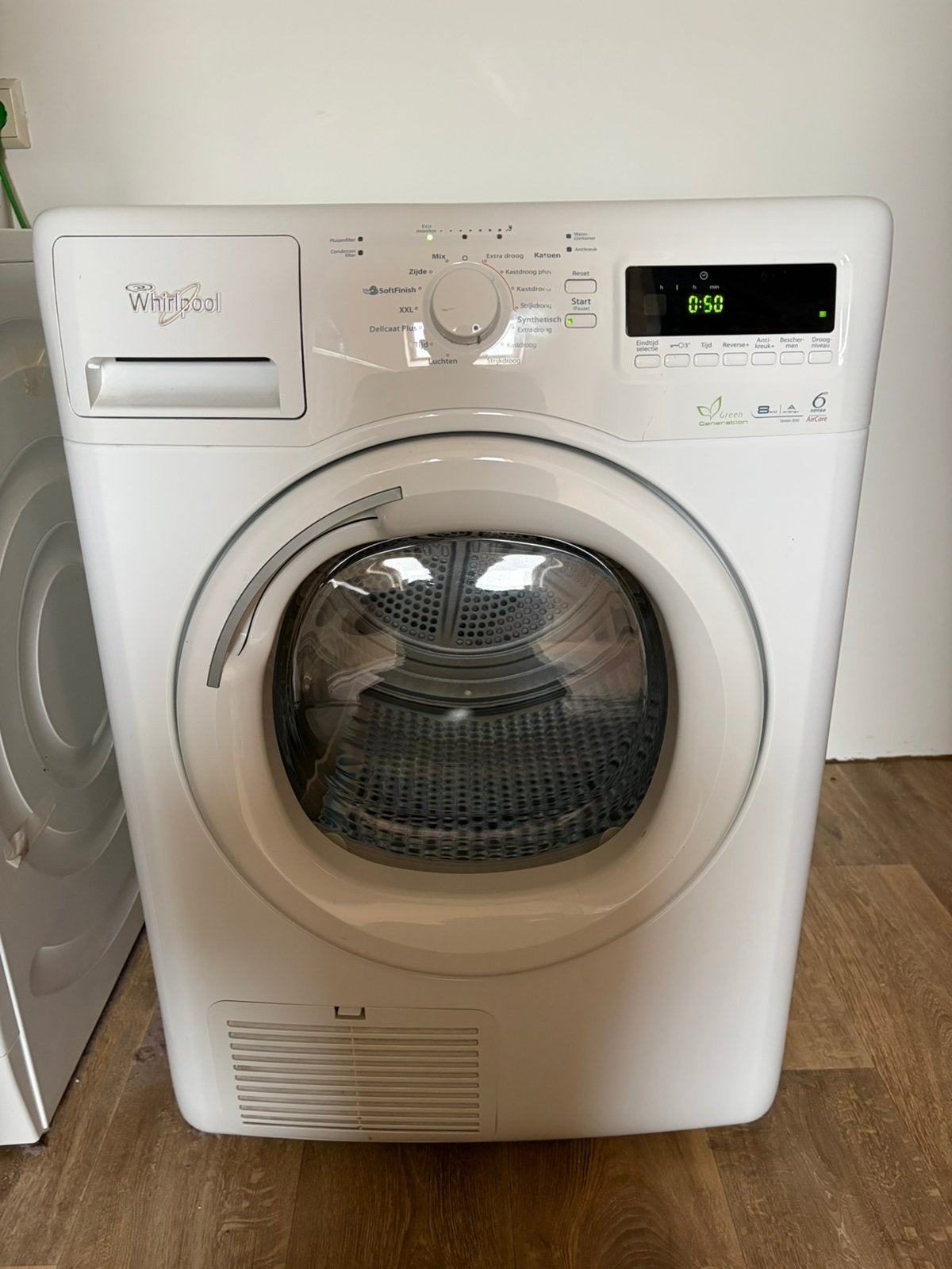 Whirlpool Green 850 A++ warmtepompdroger – 8 kg – 6th Sense, Witgoed en Apparatuur, Ophalen, Anti-kreukfase, Overige typen, 8 tot 10 kg