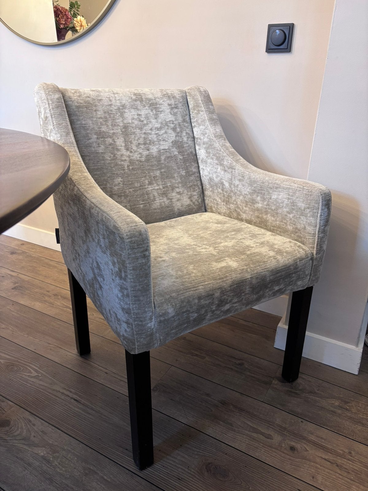 6x Keijser en Co velours eetkamerstoelen, Ophalen, Hout, Modern landelijk chic, Minder dan 75 cm