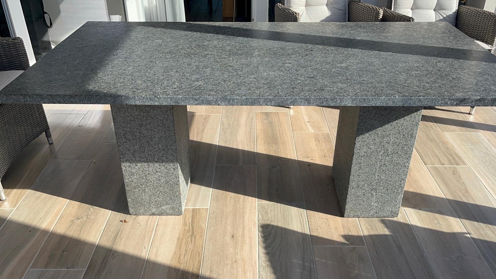 Hardstenen tuintafel 180x90, Ophalen, Gebruikt, Rechthoekig, Overige materialen