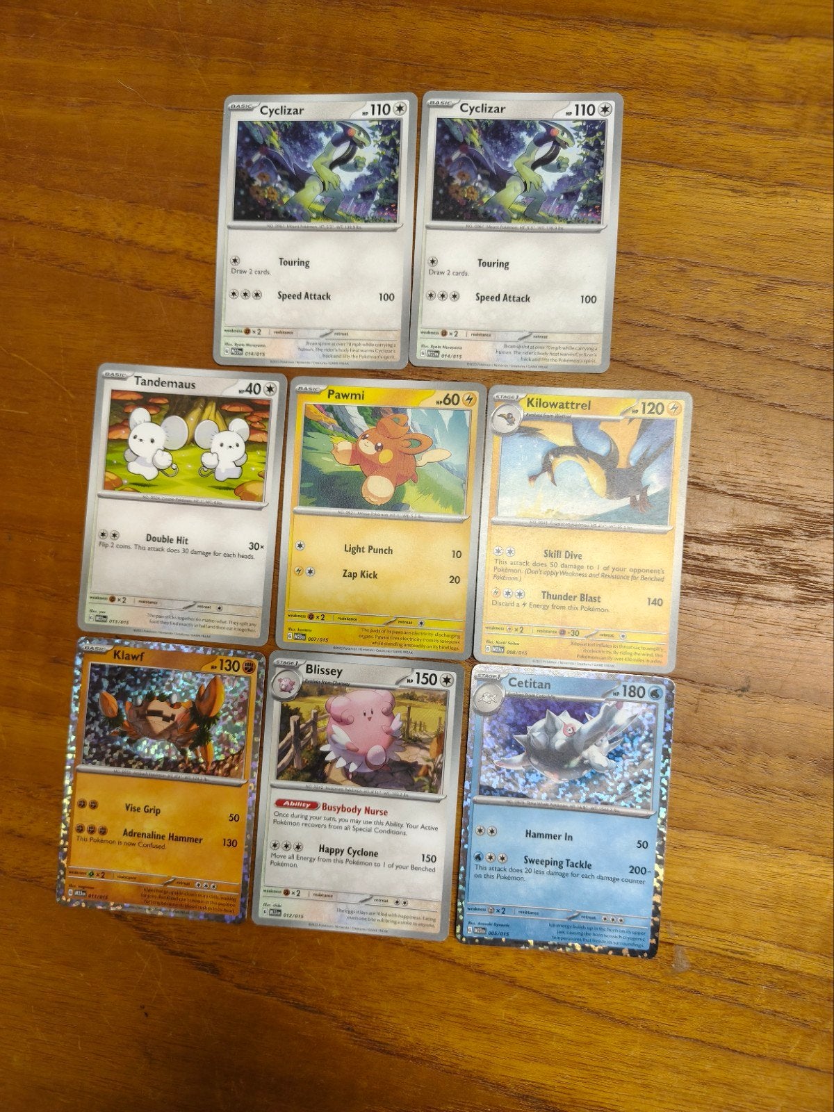 Pokémon KaartenSet - Cyclizar, Tandemaus, Pawmi, Kilowattrel, Ophalen of Verzenden, Gebruikt, Meerdere kaarten, Foil