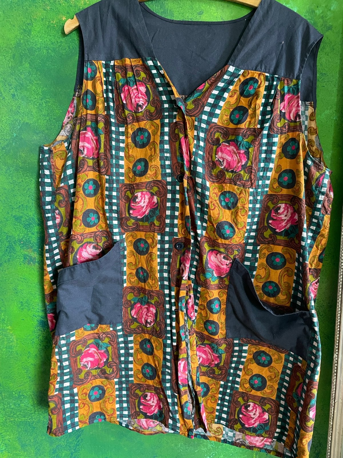 Vintage Bloemenprint Tuniek/Jurk met Zakken/ schort, Kleding | Dames, Overige kleuren, Maat 46/48 (XL) of groter, Ophalen of Verzenden