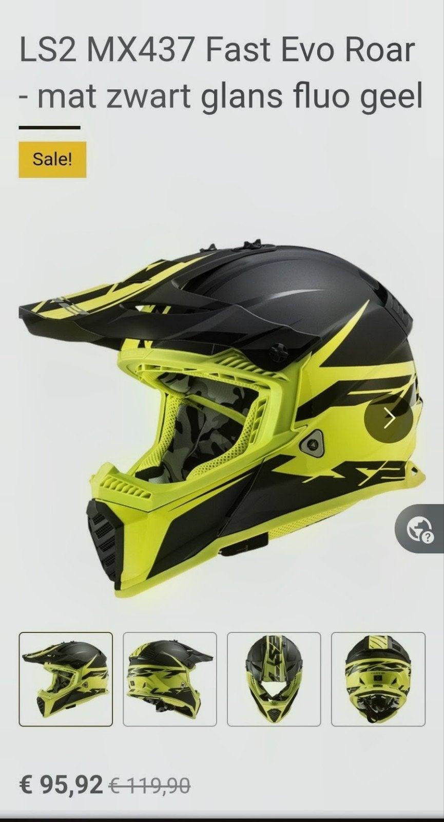 LS2 MX437 Fast Evo Roar Crosshelm - Mat Zwart/Fluo Geel, Overige merken, XS, Offroadhelm, Ophalen of Verzenden