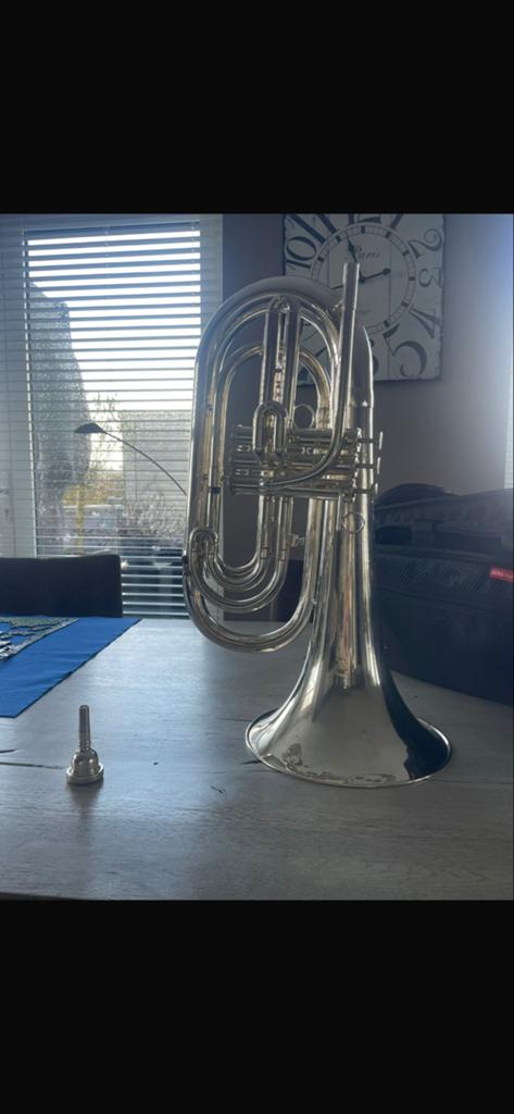Kanstul bariton met draagtas en mondstuk, Muziek en Instrumenten, Blaasinstrumenten | Trompetten, Ophalen of Verzenden, Gebruikt