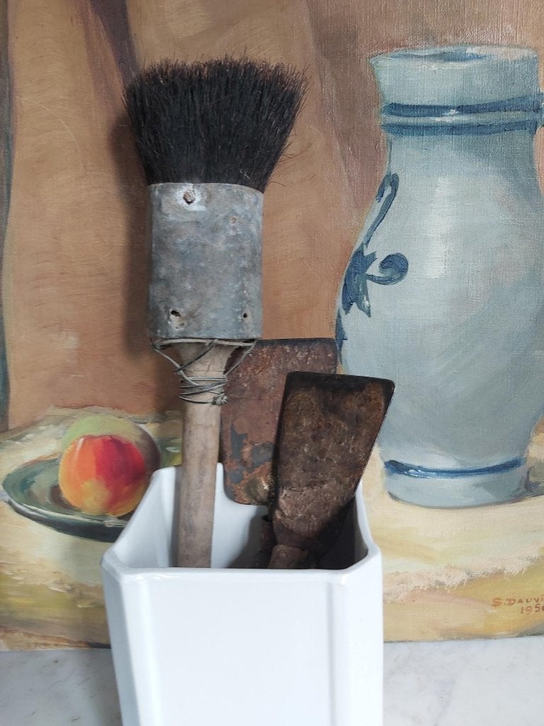 Decoratieve oude schilders set Kwast en schrapers, Ophalen of Verzenden