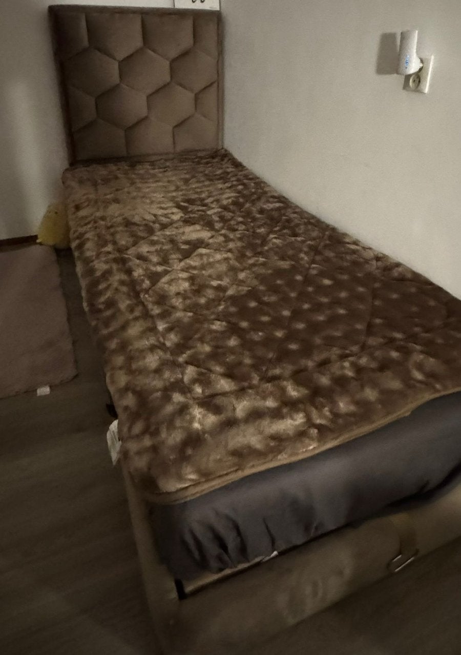 Bed met opberg, Huis en Inrichting, Slaapkamer | Boxsprings, Eenpersoons, Bruin, Ophalen of Verzenden, Zo goed als nieuw