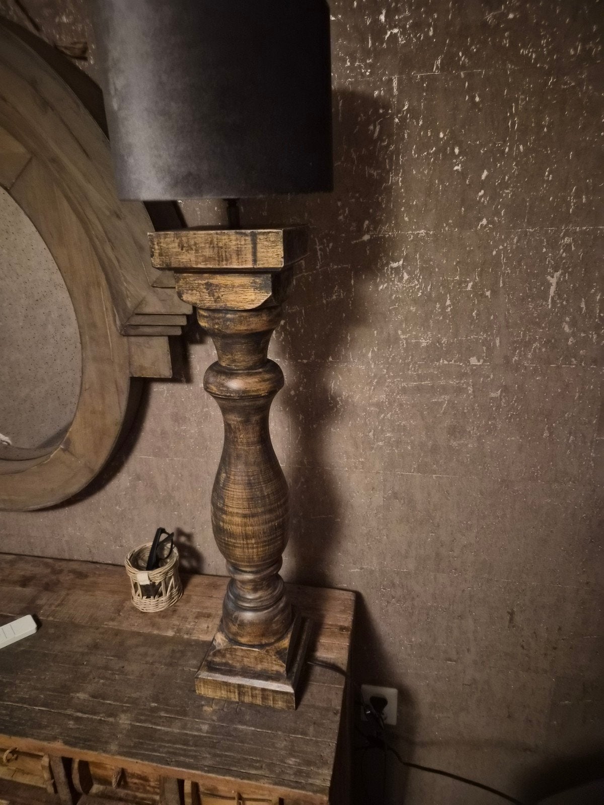 Mooie baluster lamp met  grijze kap, Ophalen, Zo goed als nieuw