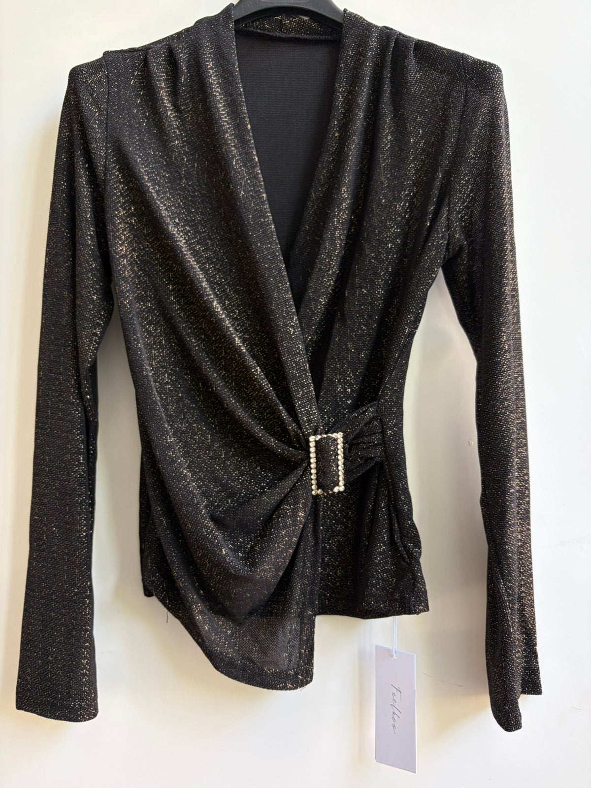 FEELKOO sparkling top zwart met gesp mt S, M en L, -, Verzenden, Nieuw, Lange mouw