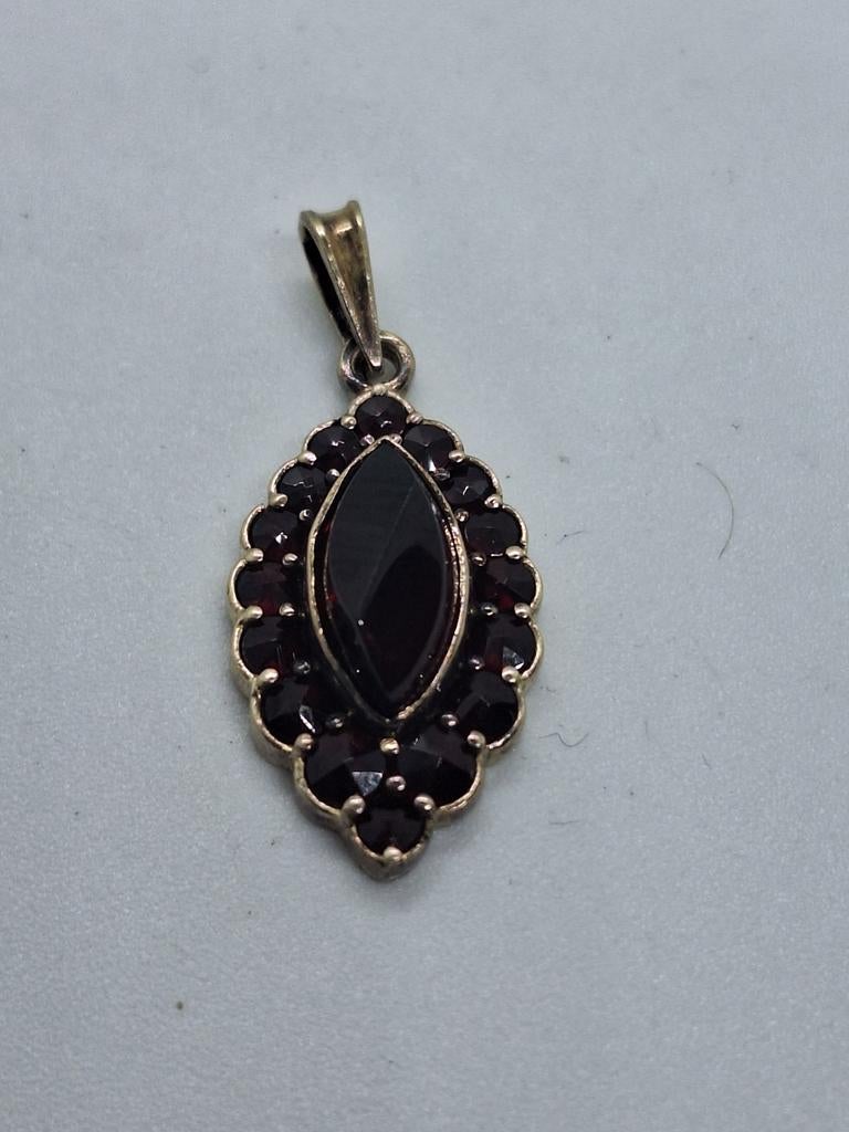 Vintage Granaat Hanger - goud verguld, Overige voorstellingen, Ophalen of Verzenden, Met edelsteen, Rood