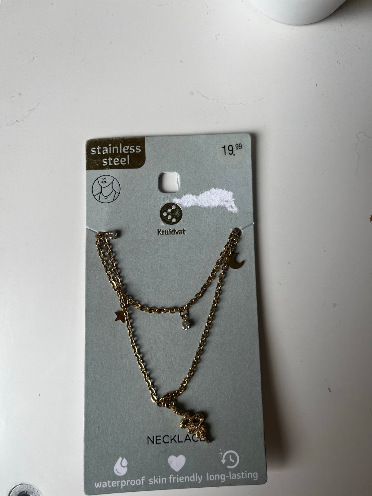 Nieuwe gouden ketting met bedels - Stainless Steel, Sieraden, Tassen en Uiterlijk, Kettingen, Nieuw, Ophalen of Verzenden, Goud