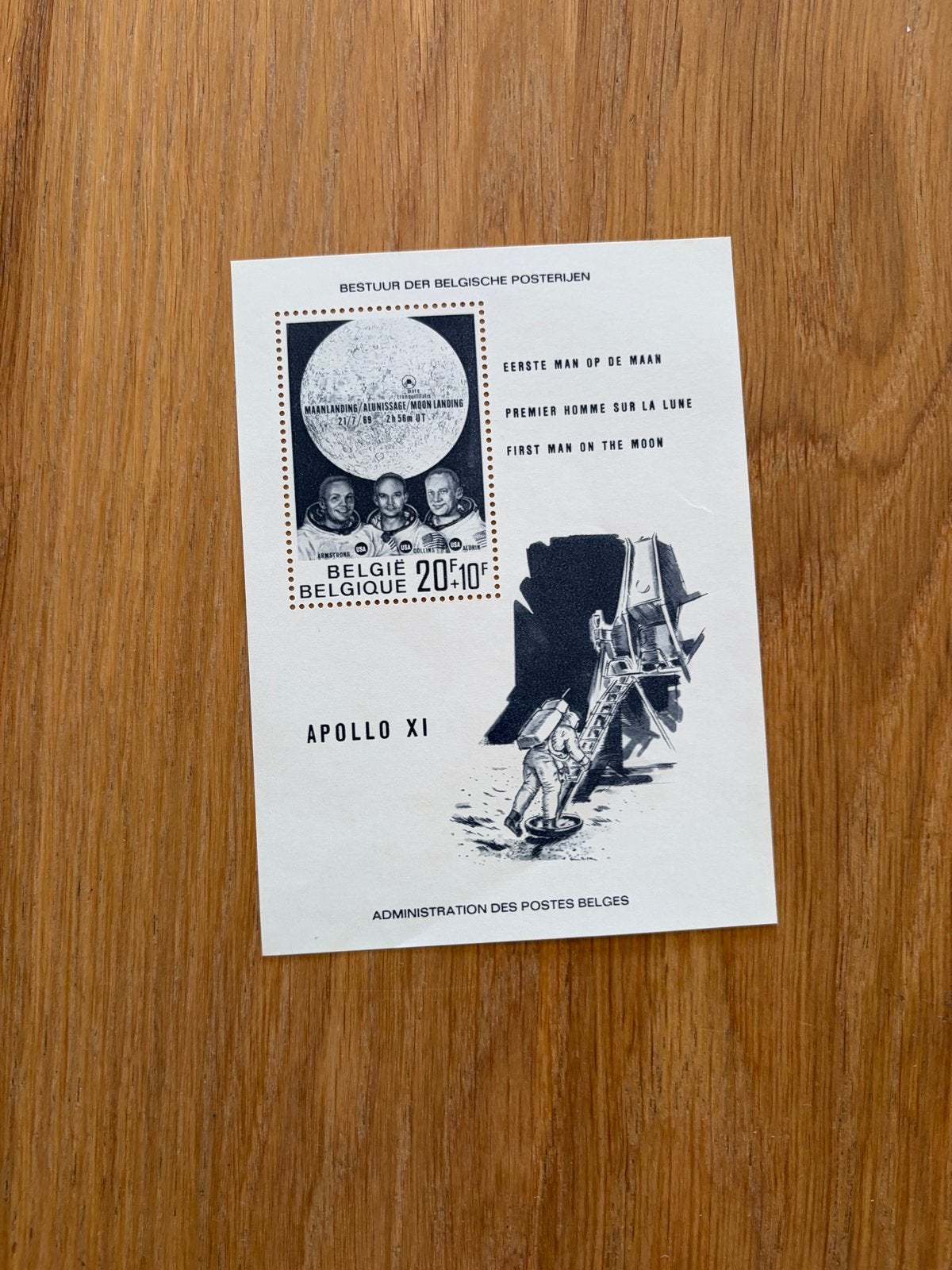 Belgische postzegel Apollo XI Maanlanding 1969, Met stempel, Ruimtevaart, Frankeerzegel, Ophalen of Verzenden