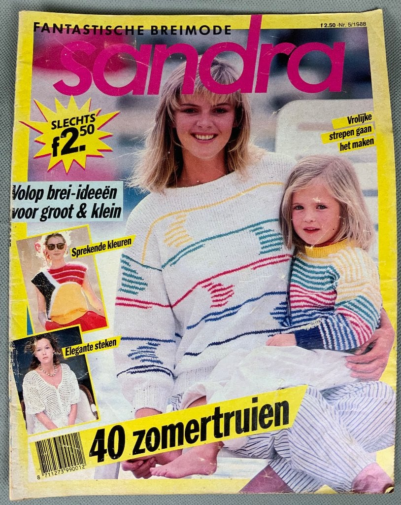 Vintage 80s Breiblad Sandra nr 5 1988 - 40 breipatronen, Ophalen of Verzenden, Zo goed als nieuw, Breien, Patroon of Boek